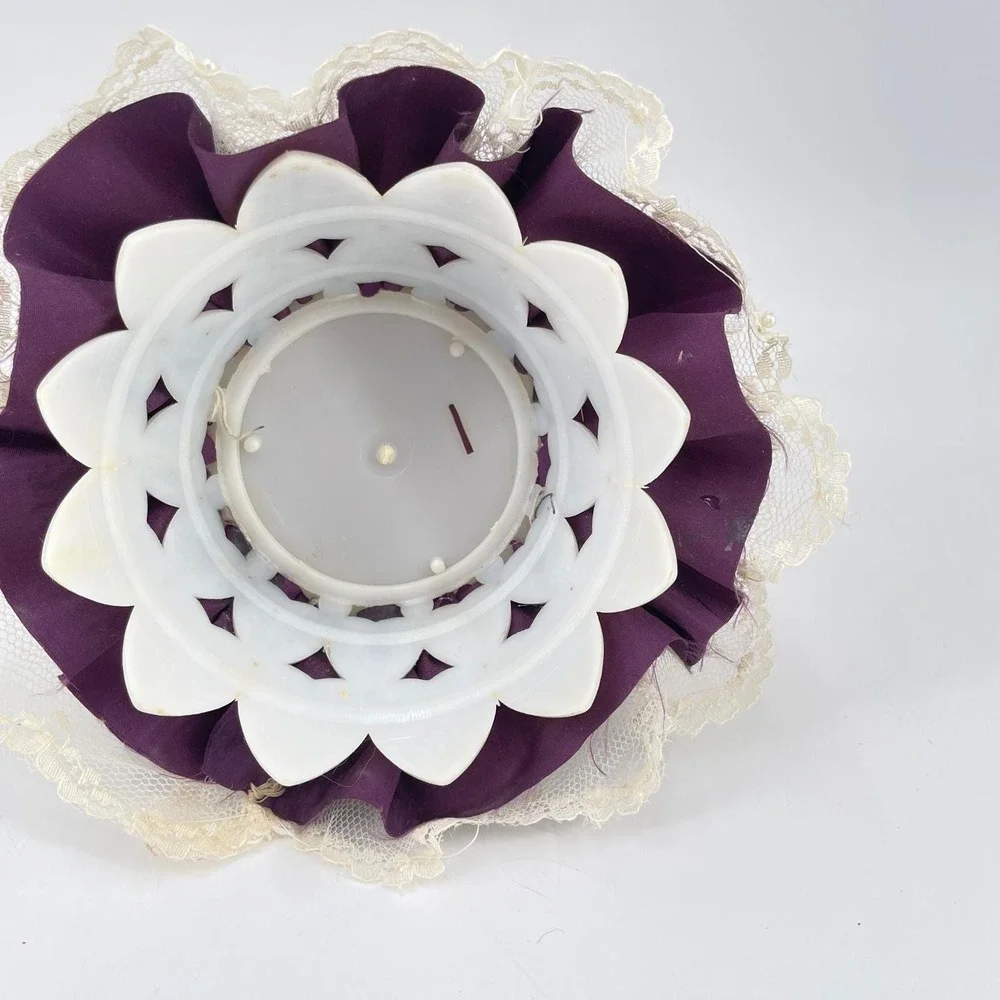 Vintage Wedding Cake Topper Porcelain Bride Groom Floral Arch Lace